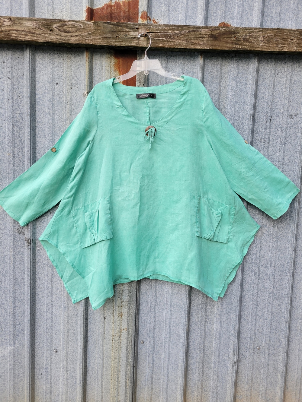 Lightweight Mint Tunic Top with Pockets